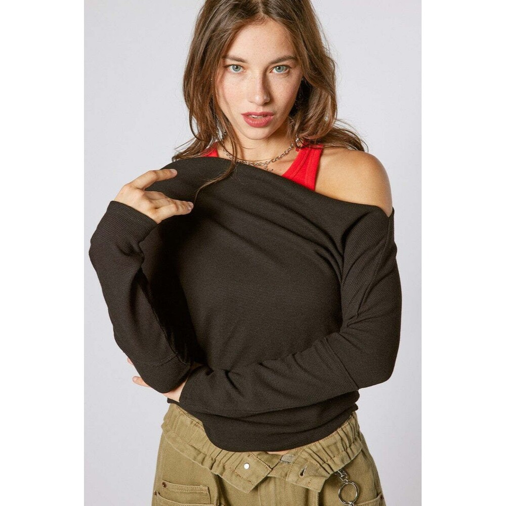 Signature 8 Off Shoulder Waffle Knit Top